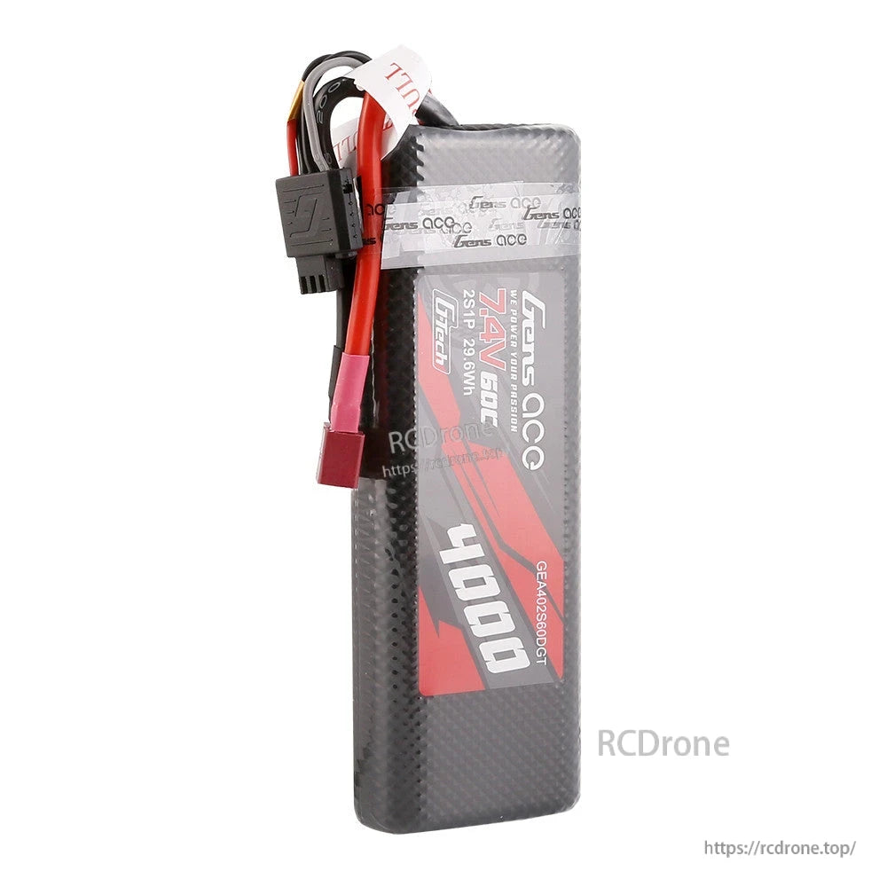 Gens ace 4000mAh 2S 7.4V 60C hardcase LiPo battery pack with Deans connector and balance lead