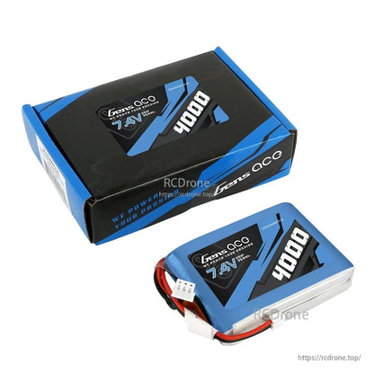Gens ace 4000mAh 2S1P 7.4V TX LiPo Battery, Gens ace 7.4V 4000mAh 2S LiPo transmitter battery pack with lead connectors and retail box