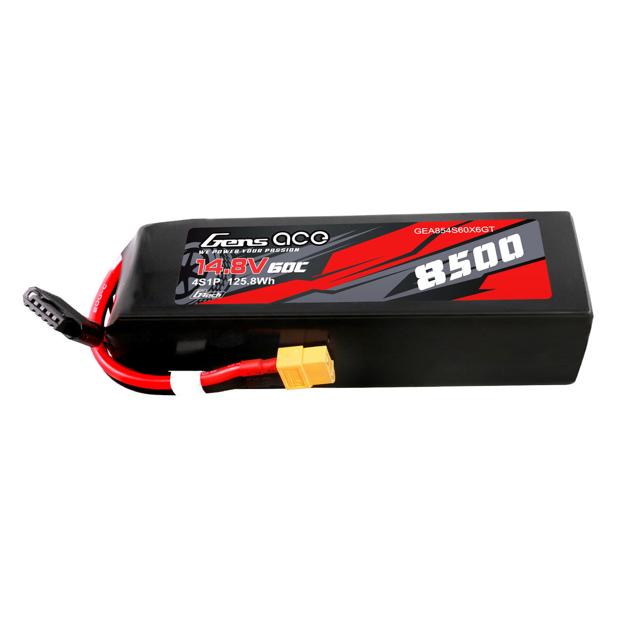 Gens ace 4S 8500mAh 60C 14.8V G-tech LiPo Battery, Gens ace 4S 8500mAh 14.8V 60C hardcase LiPo battery with main power connector and balance lead