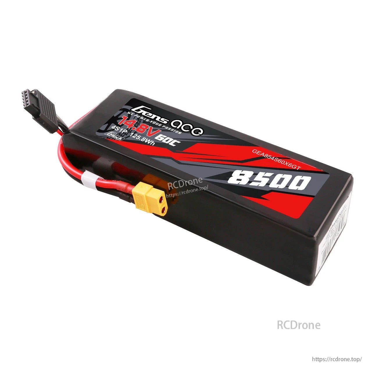 Gens ace 4S 8500mAh 60C 14.8V G-tech LiPo Battery, Gens ace 4S 14.8V 8500mAh 60C LiPo battery pack with XT90-style connector and 4S balance lead