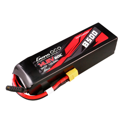 Gens ace 4S 8500mAh 60C 14.8V G-tech LiPo Battery, Gens ace 4S 14.8V 8500mAh 60C LiPo battery pack with XT90-style connector and 4S balance lead