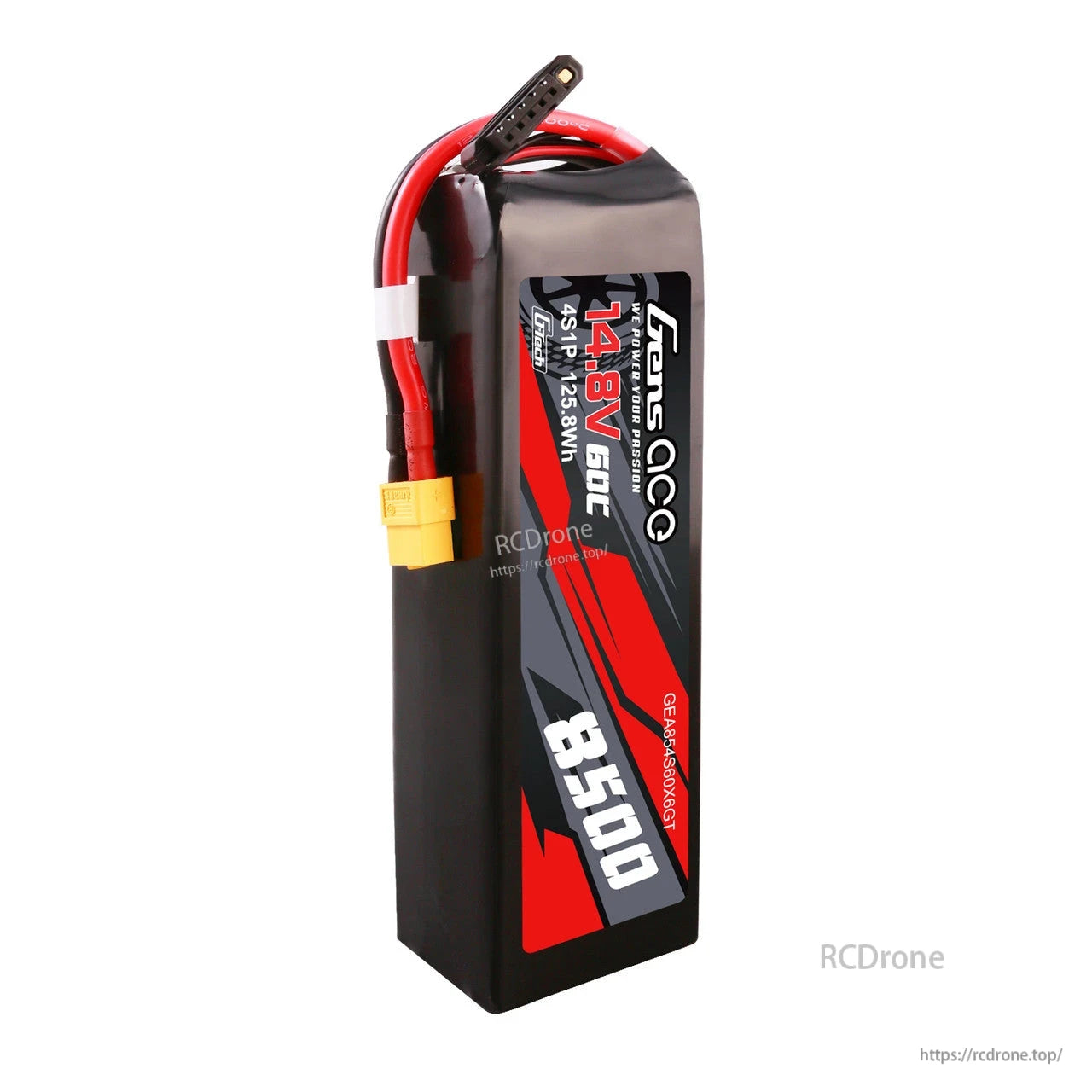 Gens ace 4S 8500mAh 60C 14.8V G-tech LiPo Battery, Gens ace G-Tech 4S 14.8V 8500mAh 60C LiPo battery pack with XT90-style plug and balance lead