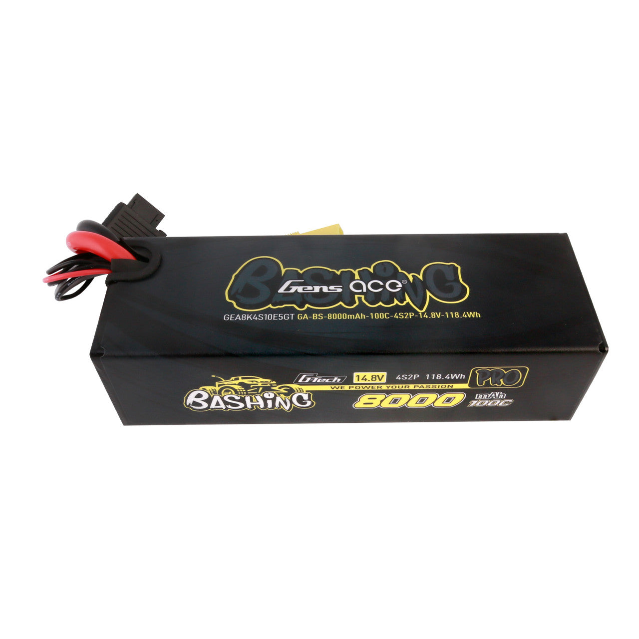 Gens ace 4S2P 8000mAh 100C 14.8V LiPo Battery, Gens ace 4S2P 14.8V 8000mAh 100C LiPo battery pack with power leads and balance connector