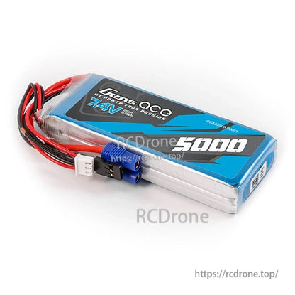 Gens ace 5000mAh 2S 7.4V RX LiPo Battery, Gens ace 5000mAh 2S 7.4V LiPo battery pack with EC3 plug, JR-3P lead, and JST-XH balance connector