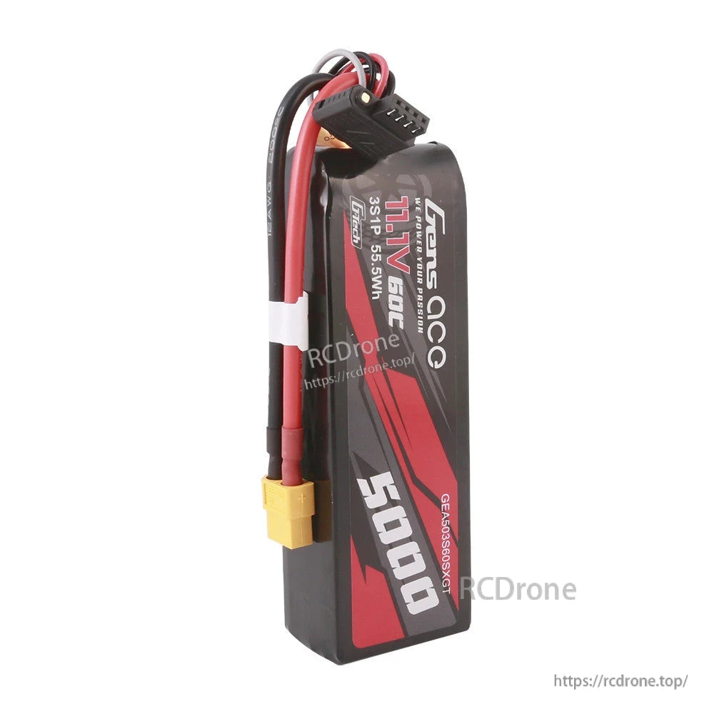 Gens ace 5000mAh 3S 11.1V LiPo battery pack with XT60 connector and 3-cell balance lead