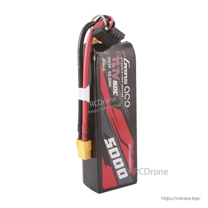 Gens ace 5000mAh 3S 11.1V LiPo battery pack with XT60 connector and 3-cell balance lead
