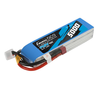 Gens ace 5000mAh 4S 14.8V 45C LiPo battery pack with main power plug and white balance lead