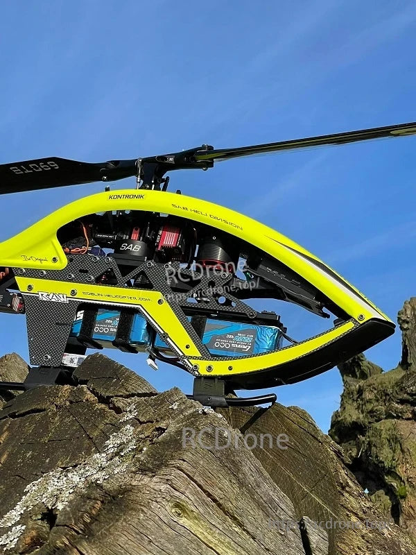 Gens ace 5000mAh 6S 45C 22.2V G-Tech LiPo Battery, Gens ace LiPo battery packs mounted in an RC helicopter frame, blue shrink-wrap packs secured in the battery tray