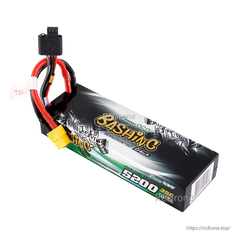 Gens ace 5200mAh 2S 7.4V 35C LiPo Battery, Gens ace Bashing 5200mAh 2S 7.4V 35C LiPo battery pack with XT60-style connector and balance lead