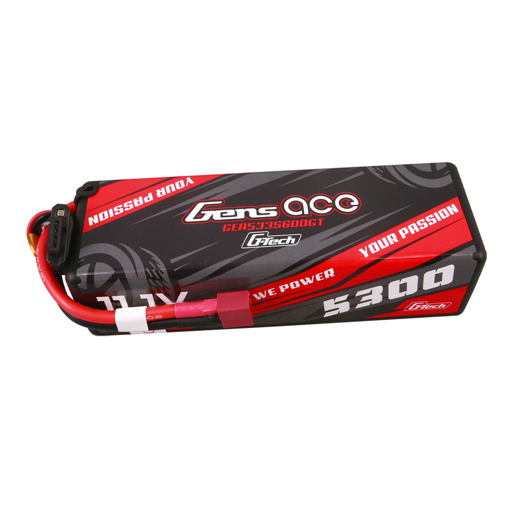 Gens ace 5300mAh 3S 11.1V hardcase LiPo battery pack with prewired lead and connector