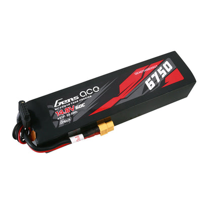 Gens ace 6750mAh 4S 14.8V 60C G-Tech LiPo battery pack with XT60 connector and balance lead