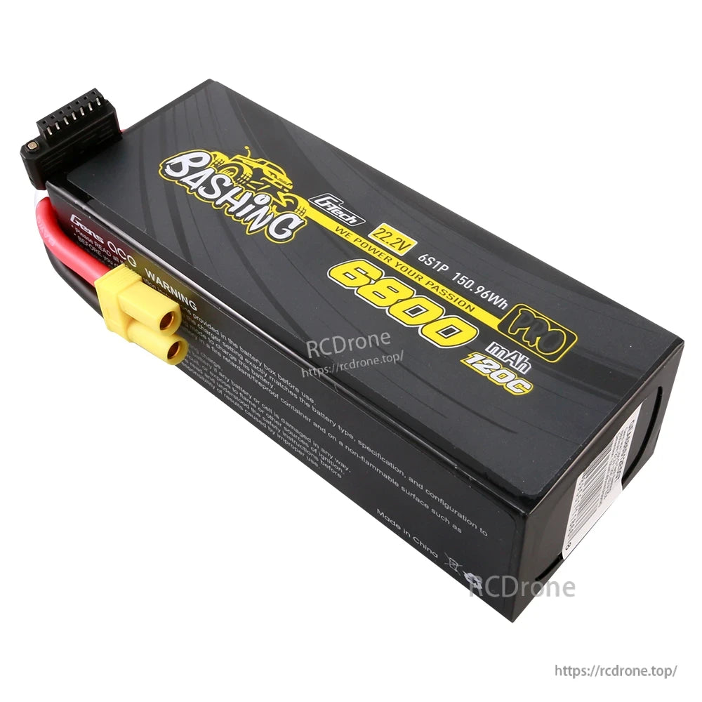 Gens ace Bashing 6S LiPo battery pack labeled 22.2V 6800mAh 120C with balance lead and yellow power connector