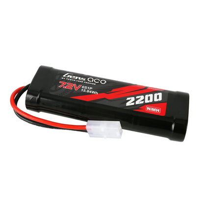 Gens ace 7.2V 2200mAh 6-cell NiMH battery pack with red/black leads and white plug connector