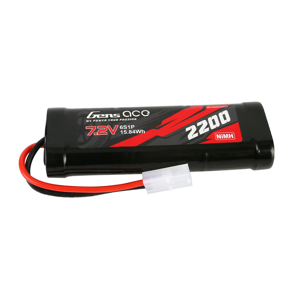 Gens ace 7.2V 2200mAh 6-Cell NiMH Battery, Gens ace 7.2V 2200mAh NiMH battery pack with red/black leads and white plug connector