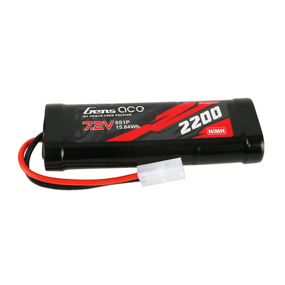 Gens ace 7.2V 2200mAh 6-Cell NiMH Battery, Gens ace 7.2V 2200mAh NiMH battery pack with red/black leads and white plug connector