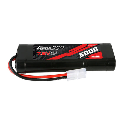 Gens ace 7.2V 5000mAh 6-Cell NiMH Battery, Gens ace 7.2V 5000mAh NiMH stick battery pack with Tamiya plug, black shrink wrap and 2-wire lead