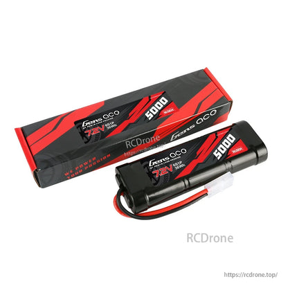 Gens ace 7.2V 5000mAh 6-Cell NiMH Battery, Gens ace 7.2V 5000mAh NiMH RC battery pack with Tamiya plug, wiring lead, and retail box