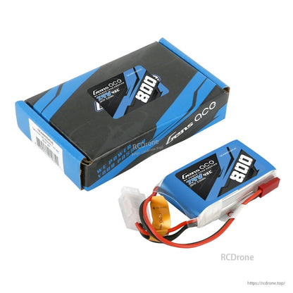 Gens ace 800mAh 2S 7.4V 45C LiPo battery pack with red power lead and white balance connector