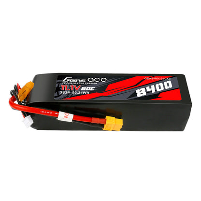 Gens ace 8400mAh 3S2P 11.1V 60C LiPo battery pack with XT90-style connector and balance lead