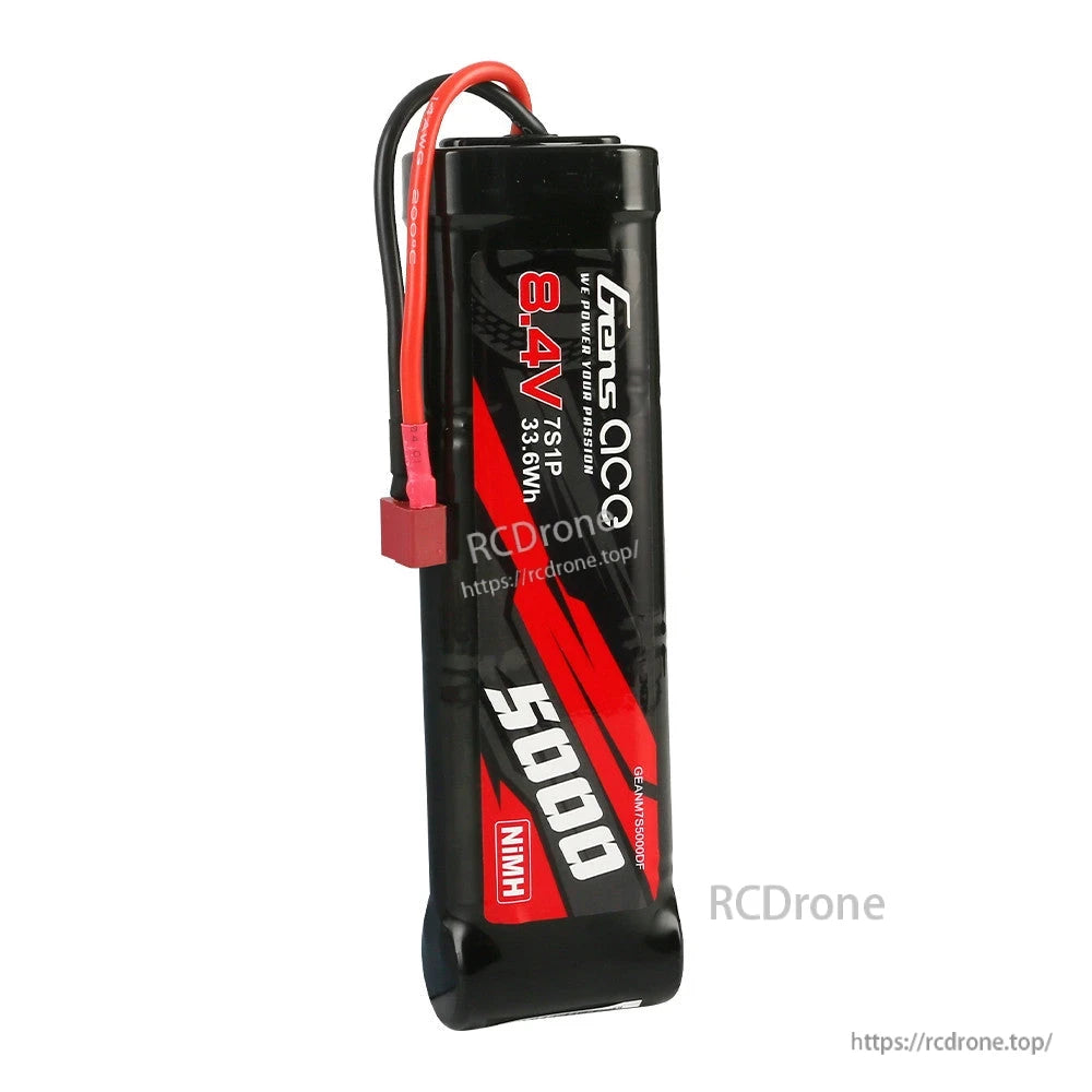 Gens ace 8.4V 5000mAh Ni-MH battery pack with red/black leads and Deans-style T plug connector