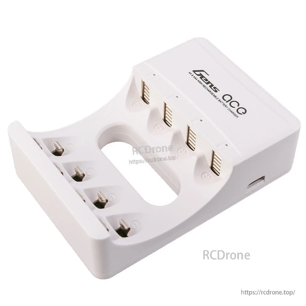 Gens ace AA/AAA NiMH rechargeable battery charger with four slots and side USB power input port
