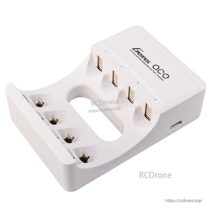 Gens ace AA/AAA NiMH rechargeable battery charger with four slots and side USB power input port