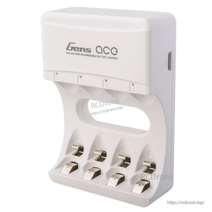 Gens ace AA/AAA NiMH rechargeable battery charger with four charging slots and 4 LED status lights