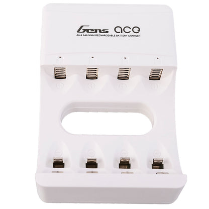 Gens ace AA/AAA NiMH rechargeable battery charger with four charging slots in a white housing