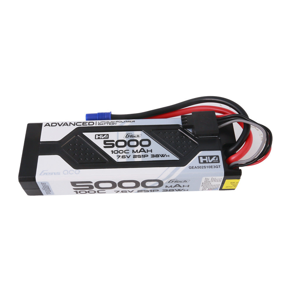 Gens ace Advanced 5000mAh 2S 7.6V 100C G-Tech LiHV LiPo 硬殼電池組，附EC3插頭 ...
