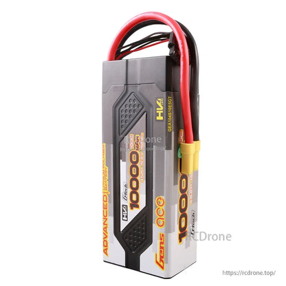 Gens ace Advanced G-Tech LiPo Battery, Gens ace Advanced G-Tech LiHV LiPo battery pack 10000mAh 4S2P 15.2V with yellow power plug and leads