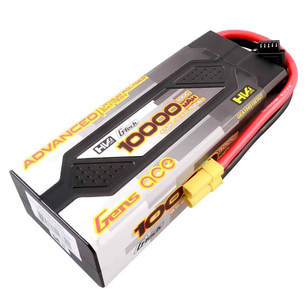 Gens ace Advanced G-Tech LiPo battery pack labeled 10000mAh 4S 14.8V 55C with XT90 connector and balance lead