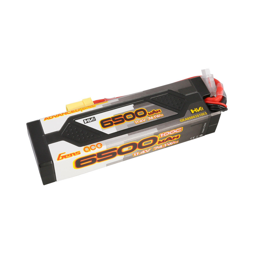 Gens ace Advanced LiPo Battery, Gens ace Advanced HV LiPo battery pack 6500mAh 11.4V 100C with XT90-style connector and balance lead