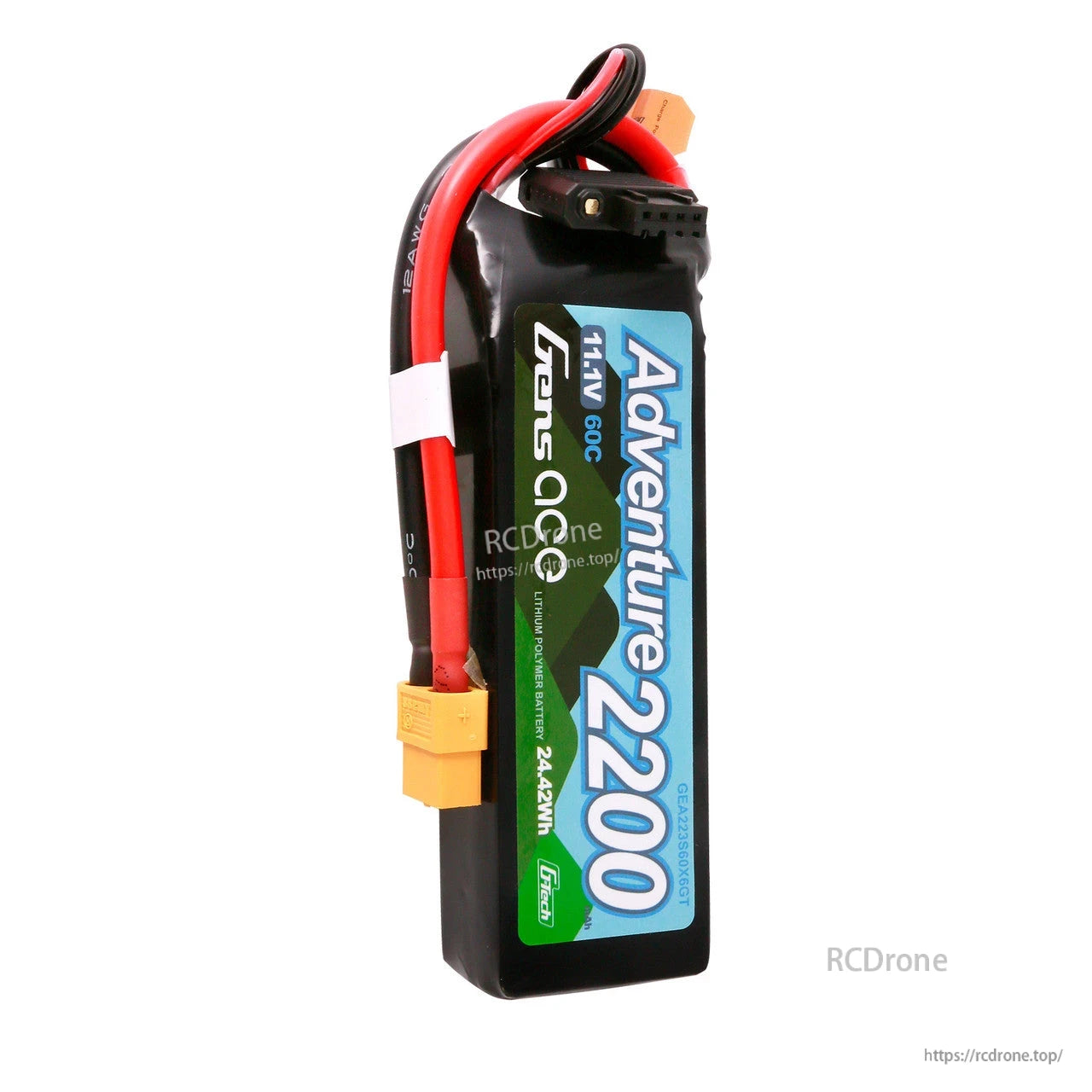 Gens ace Adventure 2200mAh 3S 11.1V 60C LiPo battery pack with XT60 plug and balance lead