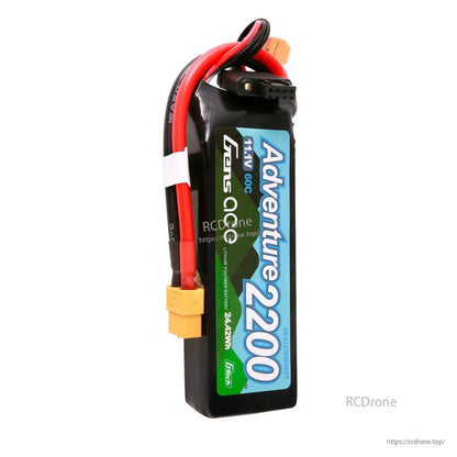 Gens ace Adventure 2200mAh 3S 11.1V 60C LiPo battery pack with XT60 plug and balance lead