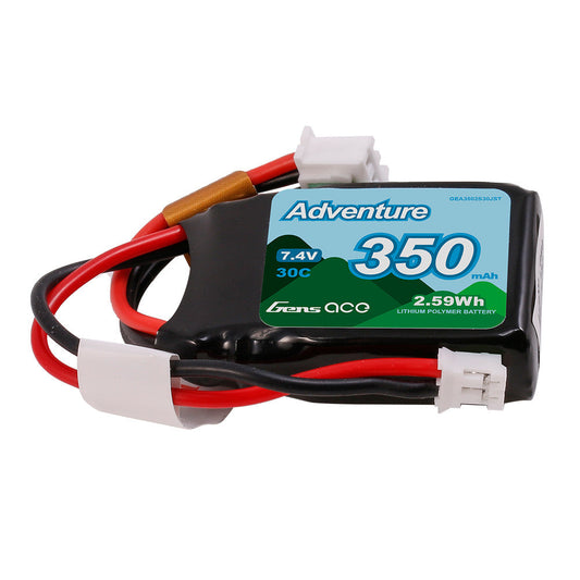 Gens ace Adventure LiPo Battery, Gens ace Adventure 350mAh 7.4V 30C LiPo battery pack with wired connectors and balance plug