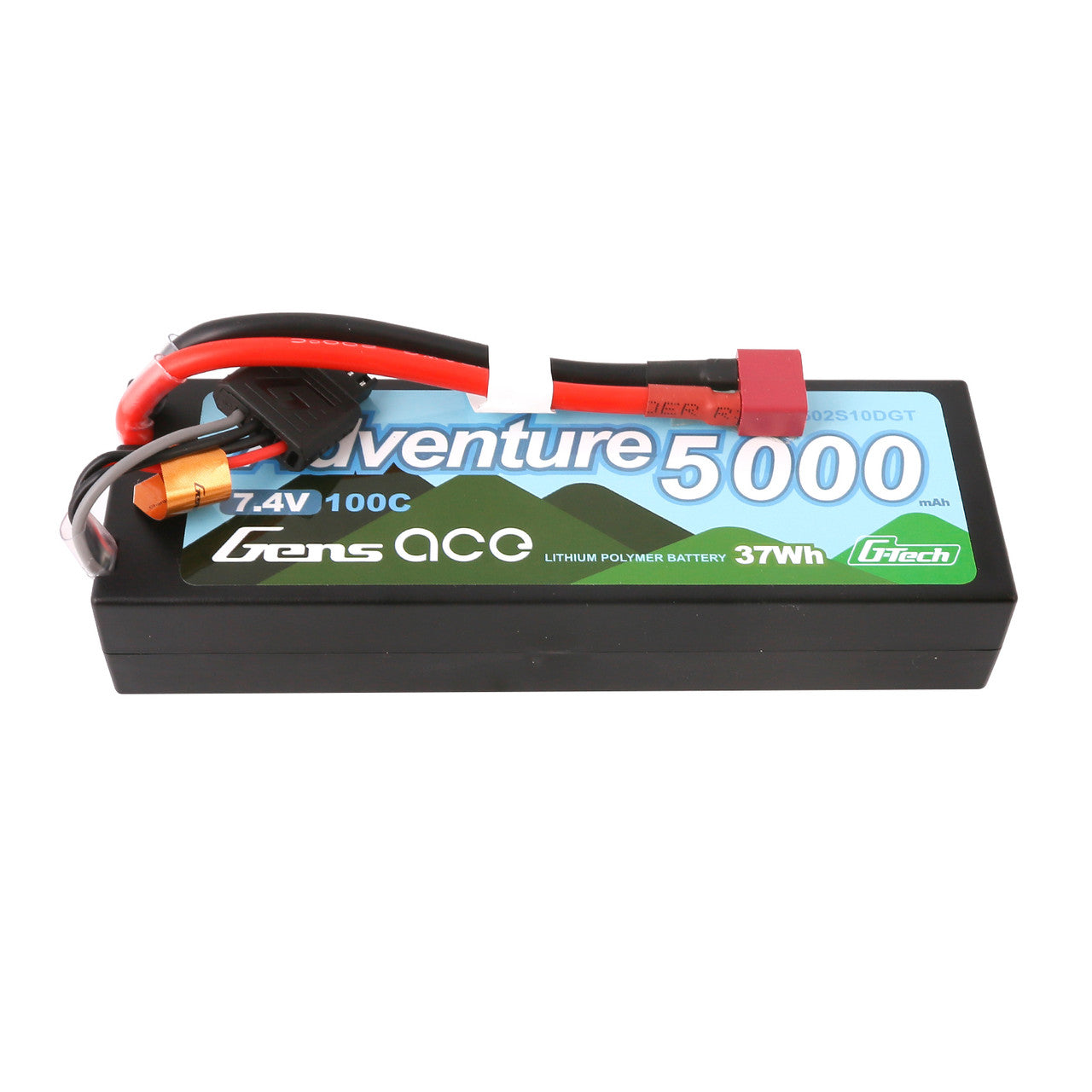 Gens ace Adventure LiPo Battery, Gens ace Adventure 5000mAh 7.4V LiPo battery pack with 100C label, power lead and balance connector