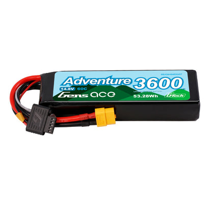 Gens ace Adventure 3600 14.8V 60C LiPo battery pack with XT60 plug and balance lead