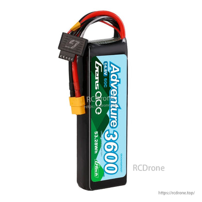 Gens ace Adventure 3600mAh 4S 14.8V 60C LiPo battery pack with XT60 plug and balance lead