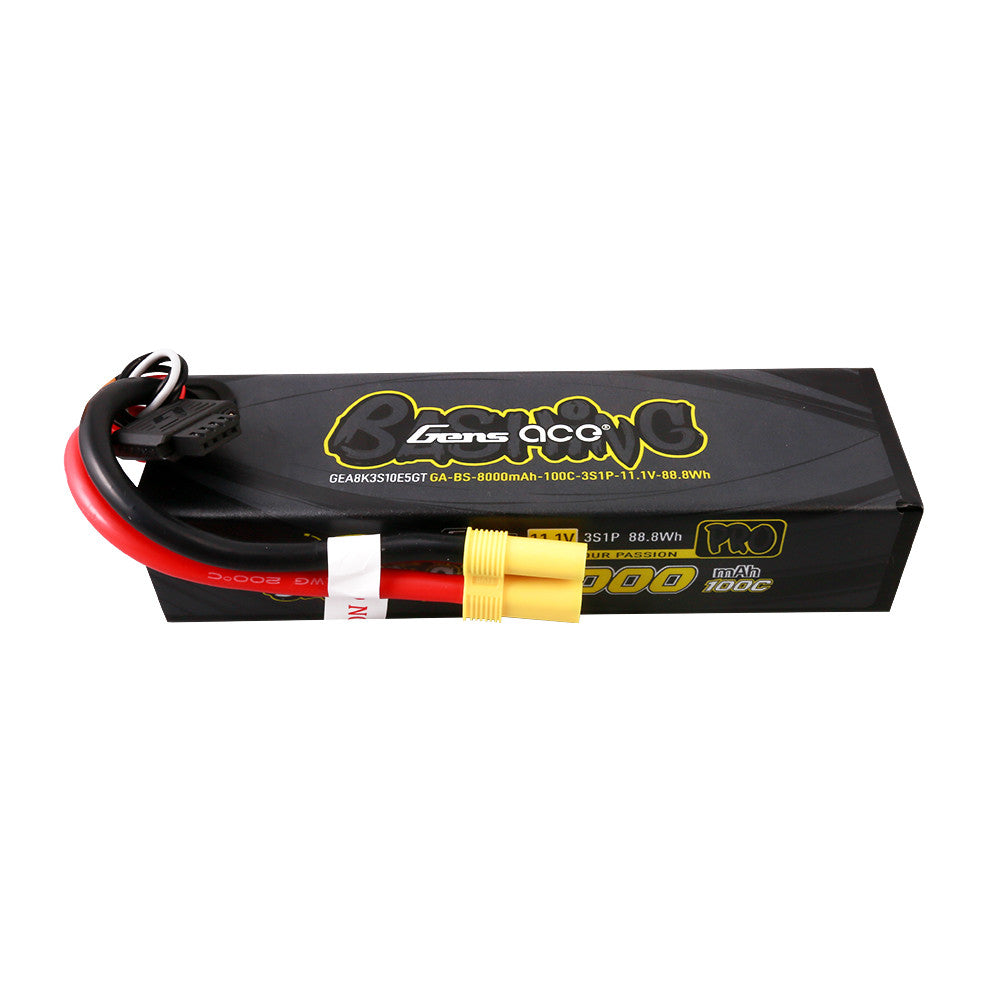 Gens ace Bashing Pro 8000mAh 3S 11.1V 100C LiPo battery pack with EC5 plug and balance lead