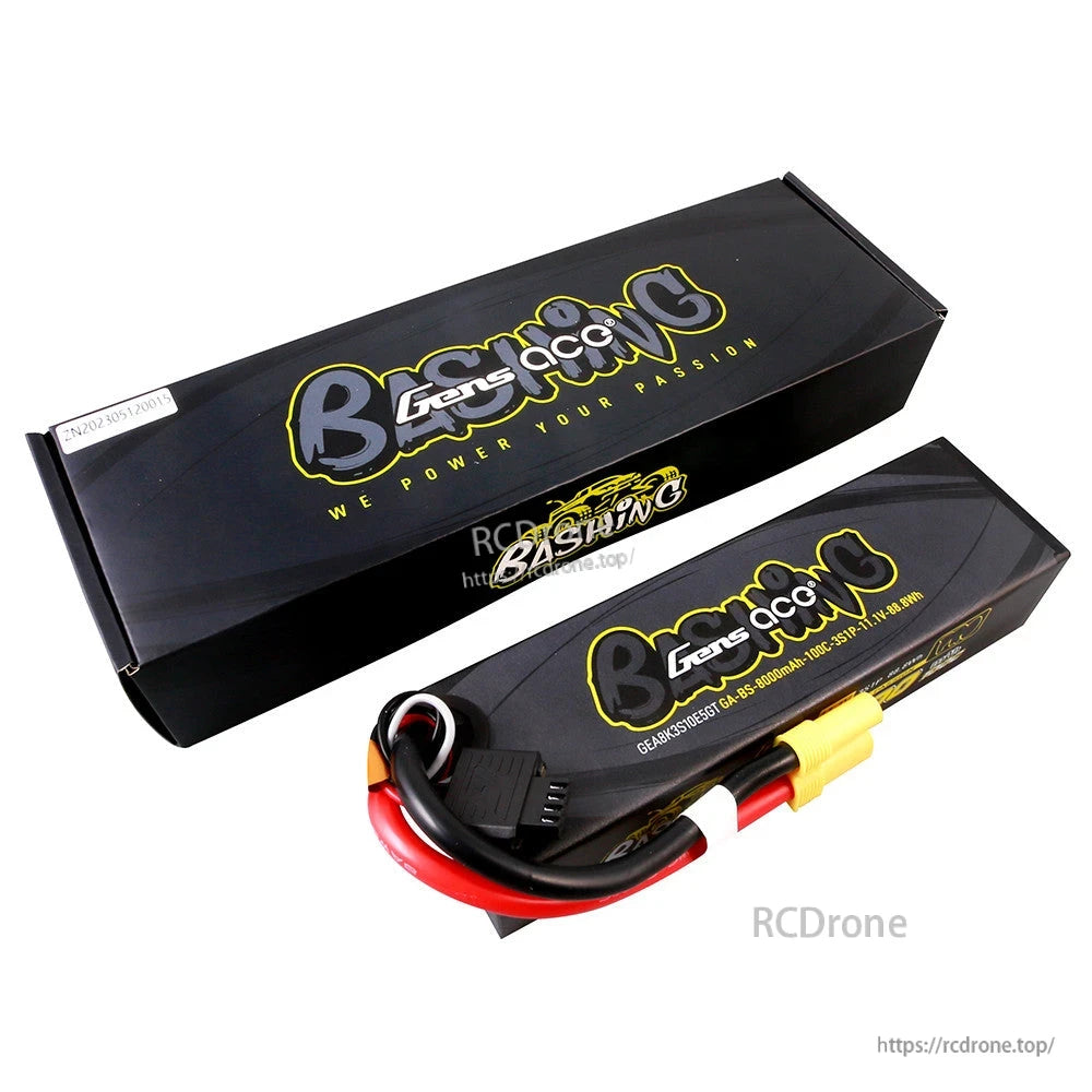 Gens ace Bashing Pro 8000mAh 3S 11.1V LiPo battery pack with EC5 connector and balance lead