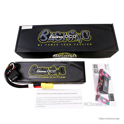 Gens ace Bashing 8000mAh 3S 11.1V LiPo battery pack with balance lead and high-current connector