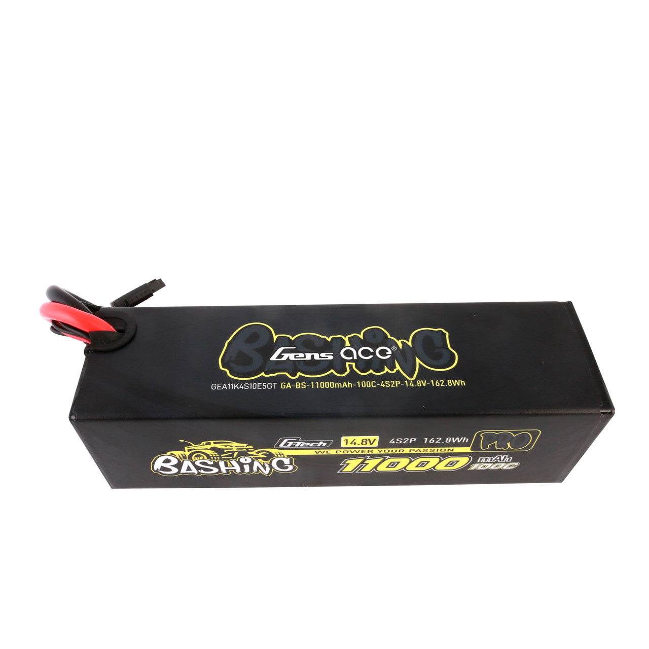 Gens ace Bashing Pro LiPo battery pack with hard case, 14.8V 4S2P 11000mAh 100C and lead wires