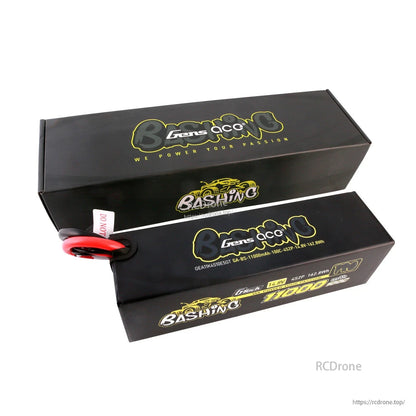 Gens ace Bashing Pro LiPo battery in black box, labeled 11000mAh 4S2P 14.8V 100C, with red/black lead