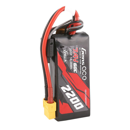 Gens ace G-Tech 2200mAh 2S 7.4V 60C LiPo battery pack with XT60-style connector and 2S balance lead