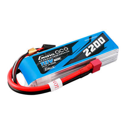 Gens ace G-Tech 2200mAh 3S 11.1V 60C LiPo battery pack with Deans-style T plug and balance lead