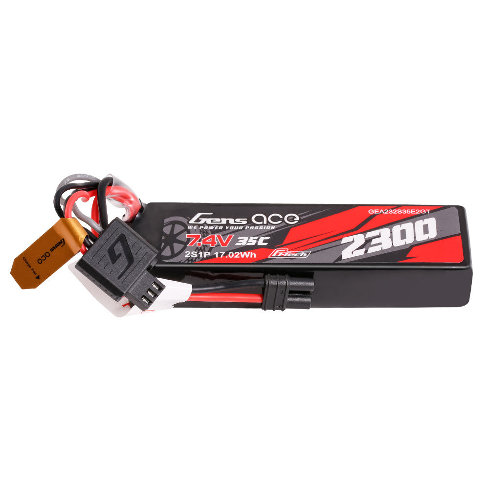 Gens ace G-Tech 2300mAh 2S 7.4V 35C LiPo battery pack with iEC2 plug and G-Tech 3-pin lead