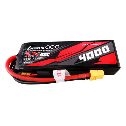 Gens ace 4000mAh 3S 11.1V 60C LiPo battery pack with red/black leads and XT60 connector