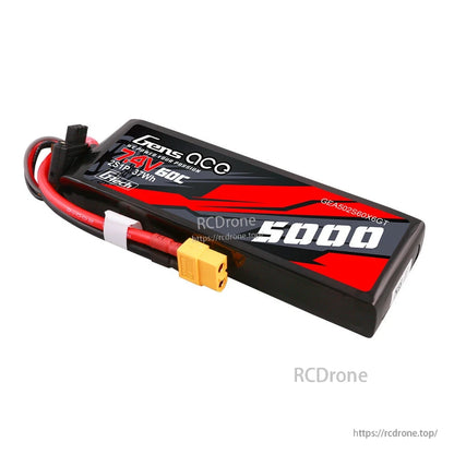 Gens ace G-Tech 5000mAh 2S 7.4V 60C LiPo battery pack with XT60 plug and balance lead