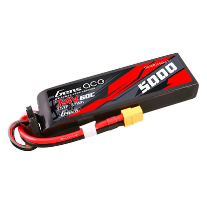 Gens ace G-Tech 5000mAh 7.4V 2S 60C LiPo battery pack with XT60 connector and balance lead