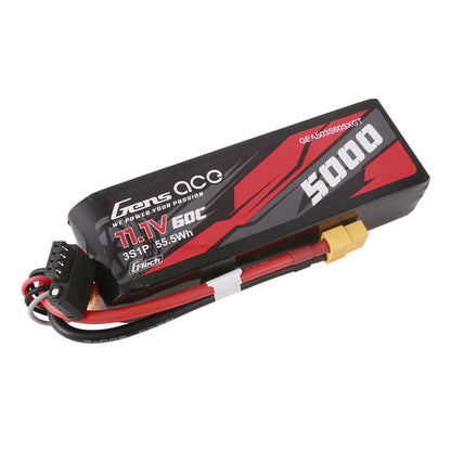 Gens ace G-Tech 5000mAh 3S 11.1V 60C LiPo battery pack with XT60 plug and 4-pin balance lead